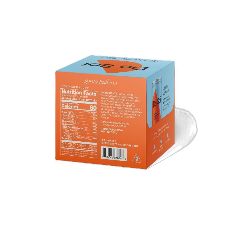 slide 3 of 6, De Soi Spritz Italiano Non-Alcoholic - 4pk/237ml Cans, 4 ct, 237 ml