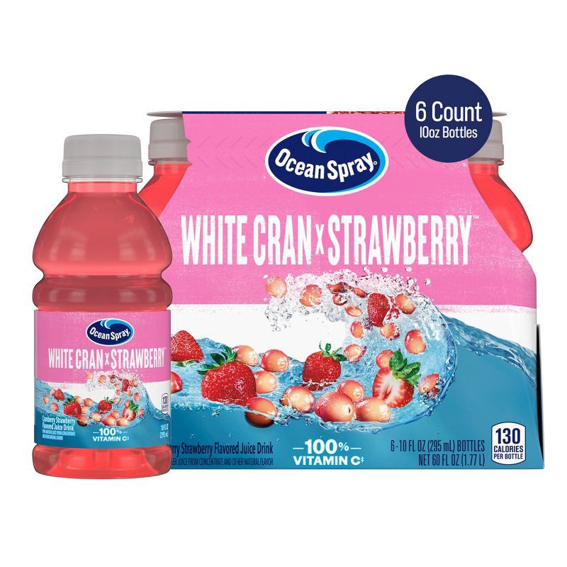 slide 1 of 7, Ocean Spray White Cran Strawberry Juice Drink - 6pk/10 fl oz Bottles, 6 ct; 10 fl oz