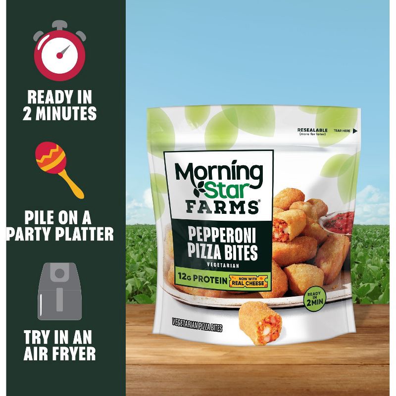 slide 4 of 6, Morningstar Farms Frozen Pepperoni Pizza Bites - 9.5oz, 9.5 oz