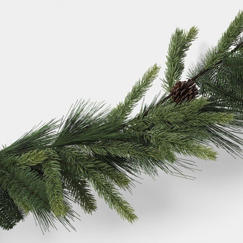 slide 3 of 3, 6' Christmas Unlit Icy Glitter Mixed Green with Pinecones Garland - Wondershop™, 1 ct