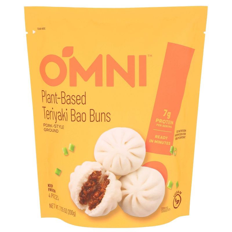slide 1 of 3, OmniFoods Frozen Vegan Plant Based Teriyaki Bao Pork-Style - 7.05oz, 7.05 oz
