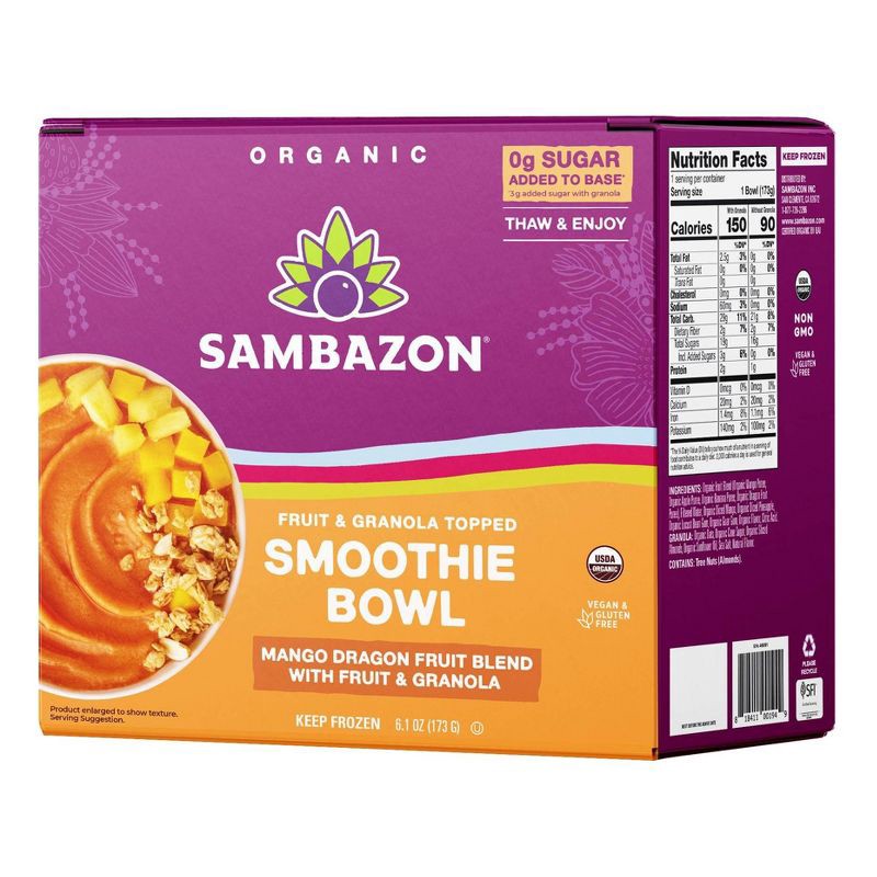 slide 1 of 4, Sambazon Frozen Mango Dragon Fruit Bowl with Fruit & Granola Toppings - 6.1oz, 6.1 oz