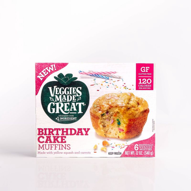 slide 2 of 6, Veggies Made Great Frozen Gluten Free Birthday Cake Muffin - 12oz/6ct, 6 ct; 12 oz