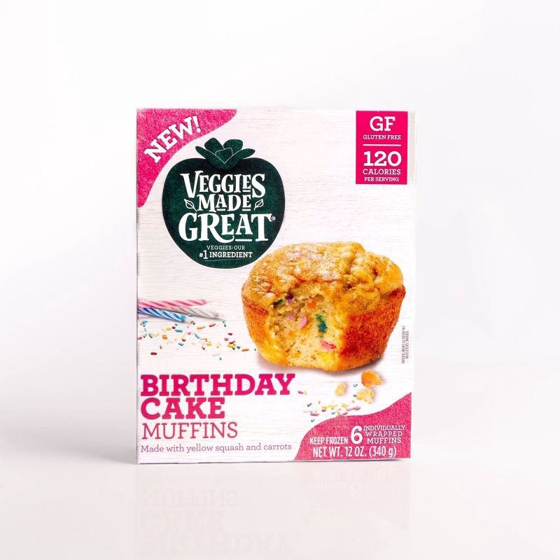 slide 1 of 6, Veggies Made Great Frozen Gluten Free Birthday Cake Muffin - 12oz/6ct, 6 ct; 12 oz