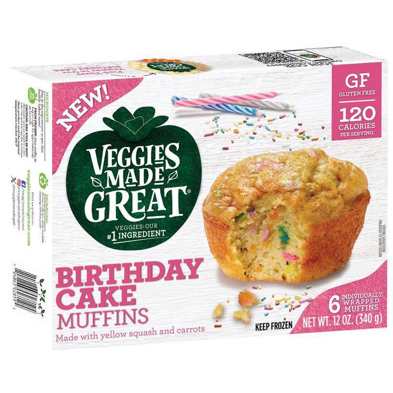 slide 1 of 6, Veggies Made Great Frozen Gluten Free Birthday Cake Muffin - 12oz/6ct, 6 ct; 12 oz