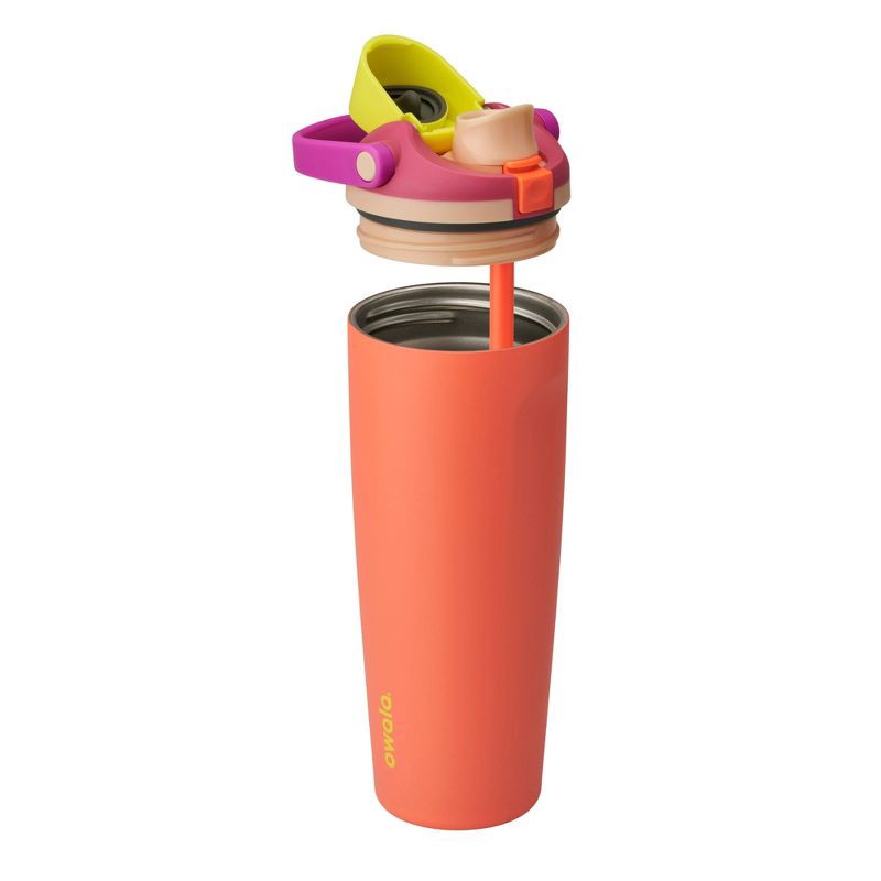 slide 3 of 9, Owala 30oz Stainless Steel Bucket Handle FreeSip Insulated Straw Tumbler Water Bottle - Neon Nectar, 30 oz