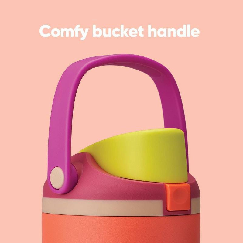slide 9 of 9, Owala 30oz Stainless Steel Bucket Handle FreeSip Insulated Straw Tumbler Water Bottle - Neon Nectar, 30 oz