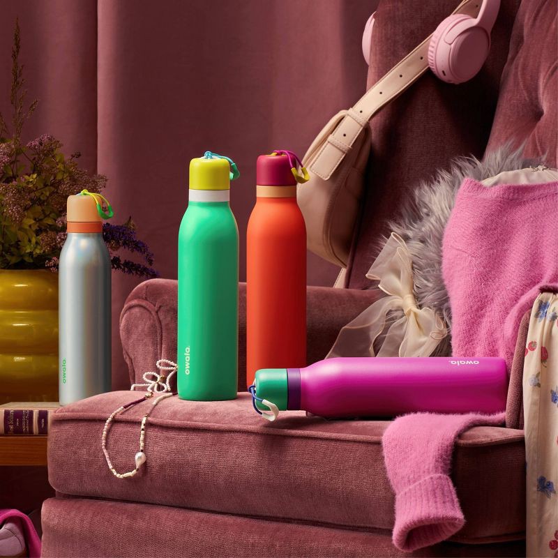 slide 5 of 8, Owala 24oz FreeSip Twist Stainless Steel Water Bottle - Neon Nectar, 24 oz