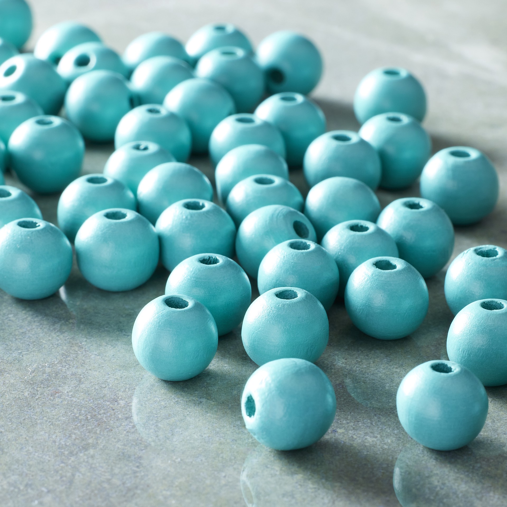 slide 2 of 3, Turquoise Wooden Round Beads, 12mm By Bead Landing, 12mm
