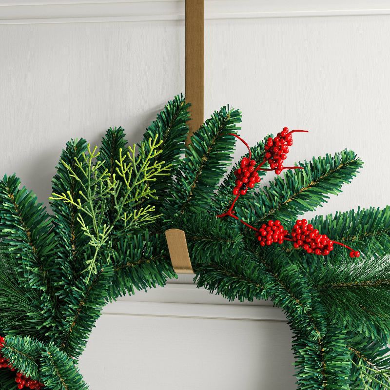 slide 3 of 3, 20" Christmas Unlit Mixed Greenery Wreath Red Berries - Wondershop™, 1 ct