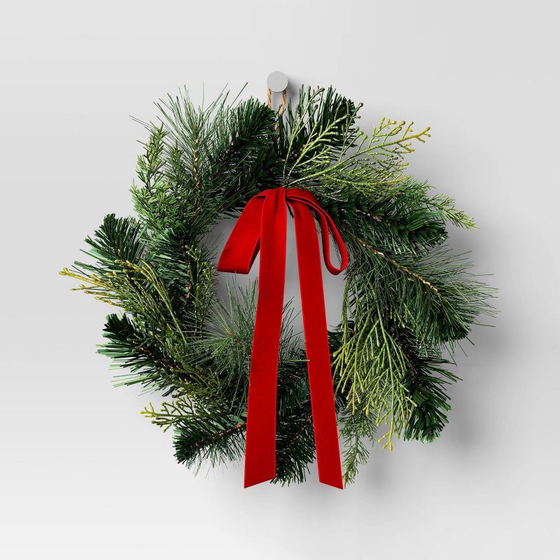 slide 1 of 3, 2pk Christmas Mini Wreath Red Bow - Wondershop™, 2 ct