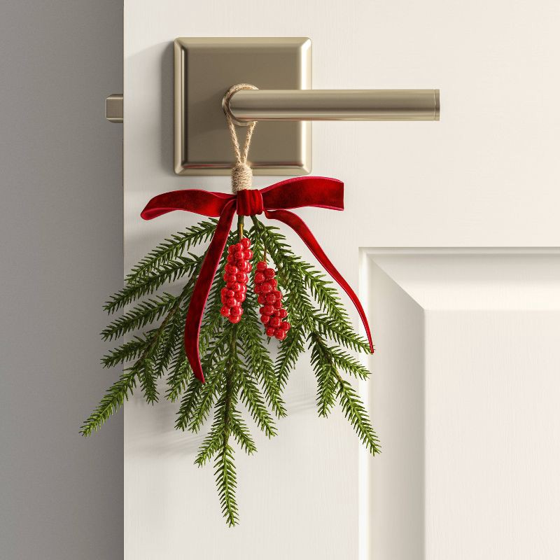 slide 2 of 3, Christmas Set of 4 Mini Swag Red Berries and Red Bow - Wondershop™, 1 ct