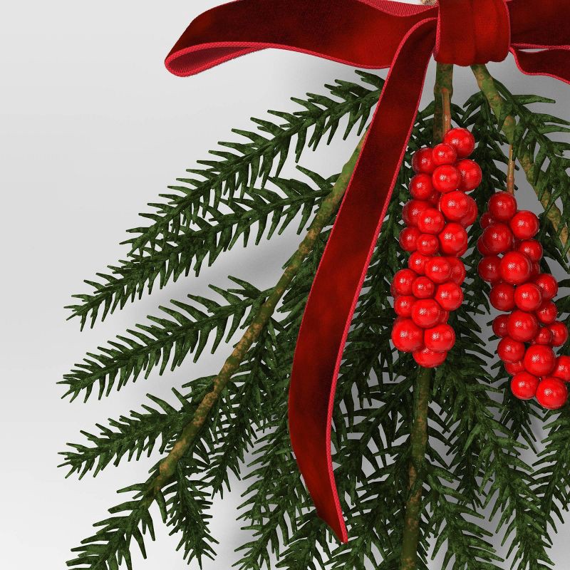 slide 3 of 3, Christmas Set of 4 Mini Swag Red Berries and Red Bow - Wondershop™, 1 ct