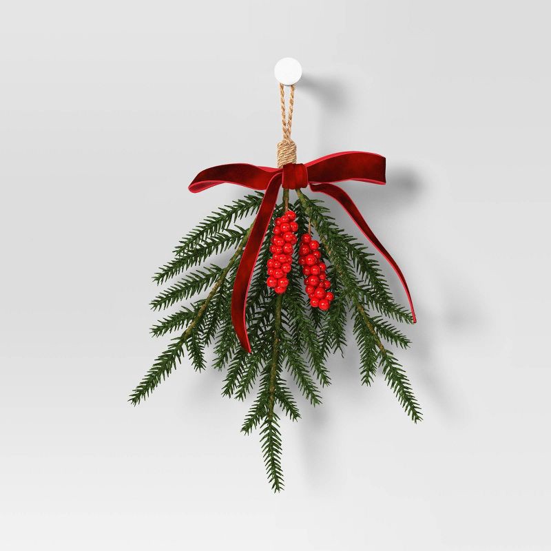 slide 1 of 3, Christmas Set of 4 Mini Swag Red Berries and Red Bow - Wondershop™, 1 ct