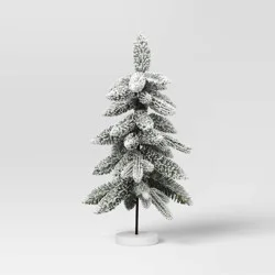 19&quot; Christmas Flocked Tree Round White Base - Wondershop™