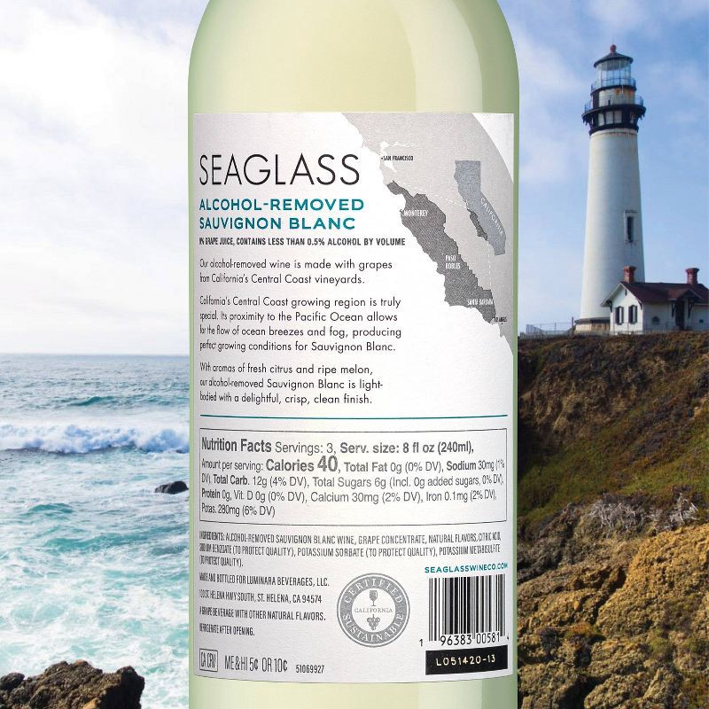 slide 3 of 7, SeaGlass Non Alcoholic Sauvignon Blanc - 750ml Bottle, 750 ml
