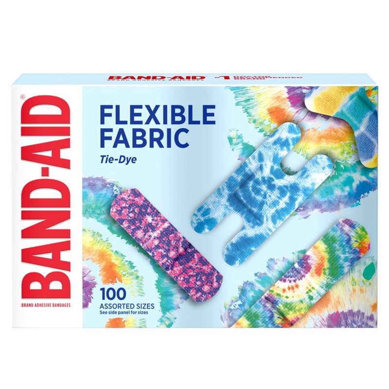 slide 1 of 7, Band-Aid Brand Adhesive Flexible Fabric Tie Dye Bandages - 100ct, 100 ct