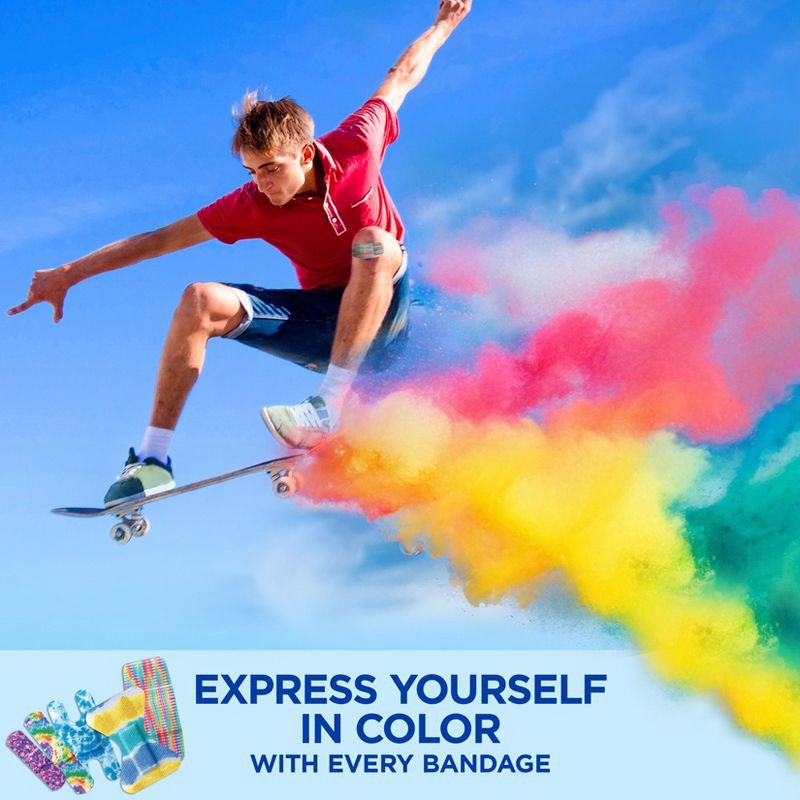 slide 5 of 7, Band-Aid Brand Adhesive Flexible Fabric Tie Dye Bandages - 100ct, 100 ct