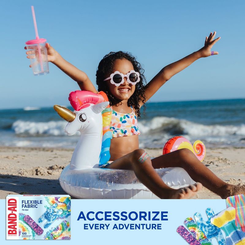 slide 7 of 7, Band-Aid Brand Adhesive Flexible Fabric Tie Dye Bandages - 100ct, 100 ct