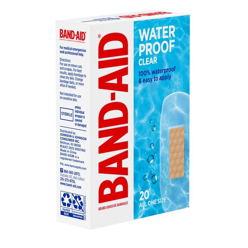 slide 3 of 8, Band-Aid Brand Adhesive Waterproof Bandages - All One Size - 20ct, 20 ct