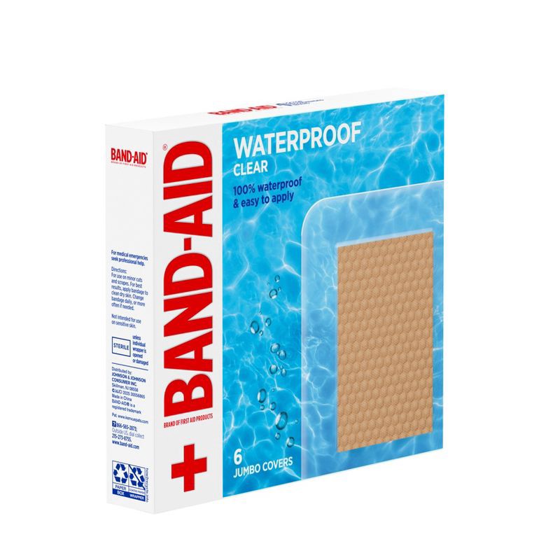 slide 3 of 9, Band-Aid Brand Adhesive Waterproof Bandages - Jumbo - 6ct, 6 ct