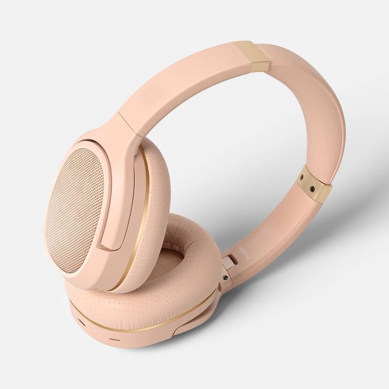 slide 3 of 5, Active Noise Cancelling Bluetooth Wireless Over-Ear Headphones - heyday™ Peach: Adjustable Headband, Built-In Microphone, 40H Battery, USB-C, 1 ct
