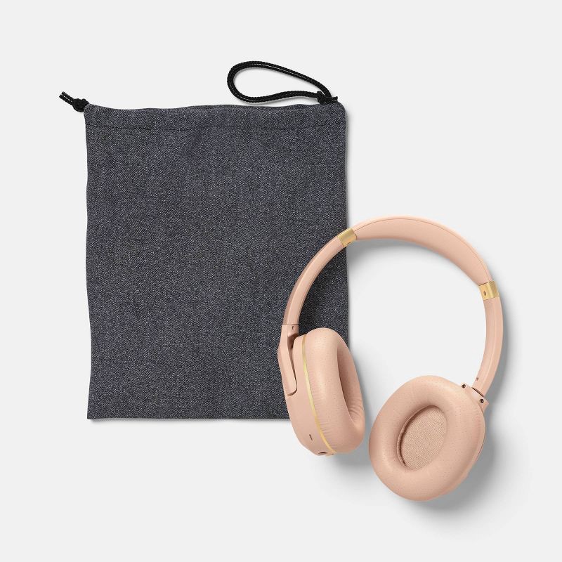 slide 4 of 5, Active Noise Cancelling Bluetooth Wireless Over-Ear Headphones - heyday™ Peach: Adjustable Headband, Built-In Microphone, 40H Battery, USB-C, 1 ct