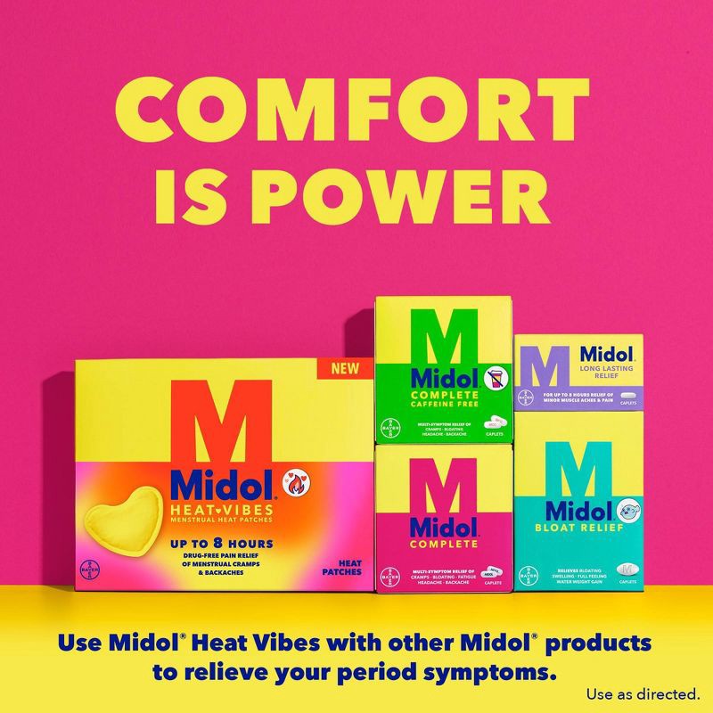 slide 5 of 7, Midol Heat Vibes Menstrual Pain Relief Heat Patches for Menstrual Symptom - 6ct, 6 ct