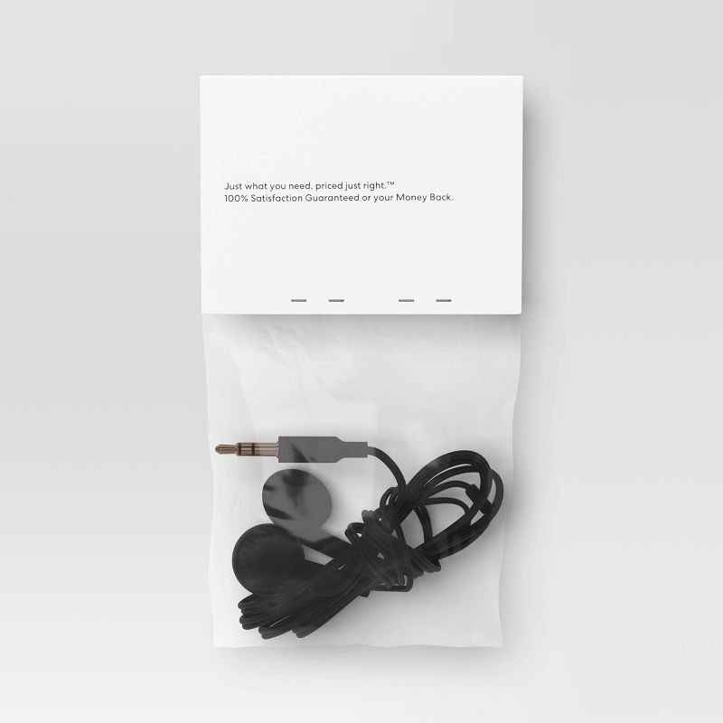 slide 3 of 3, Wired Earbuds - Dealworthy™ Black: 3.5mm Jack In-Ear Headphones, ABS Cushion, 1 ct