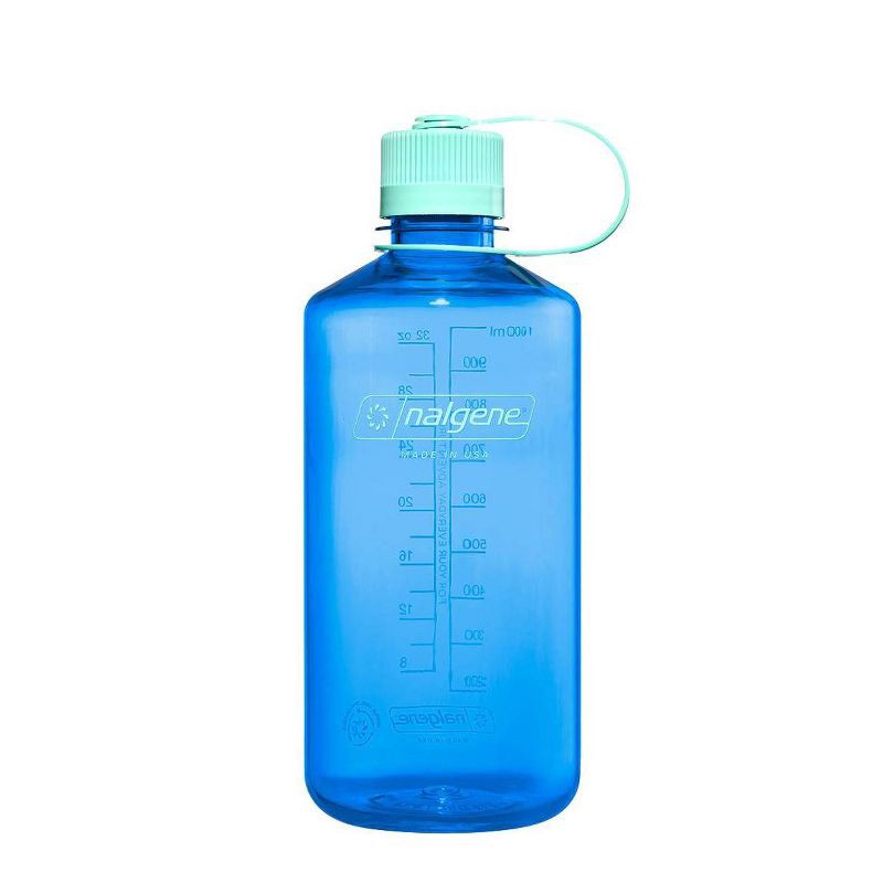 slide 1 of 3, Nalgene 32 fl oz Plastic Narrow Mouth Water Bottle - Cornflower: Portable Drinkware, Recycled Material, 32 fl oz