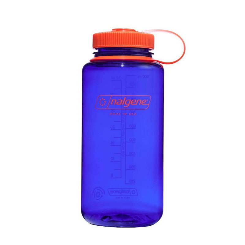 slide 1 of 3, Nalgene 32 fl oz Plastic Wide Mouth Water Bottle - Periwinkle Blue: Portable Drinkware, Recycled Content, 32 fl oz