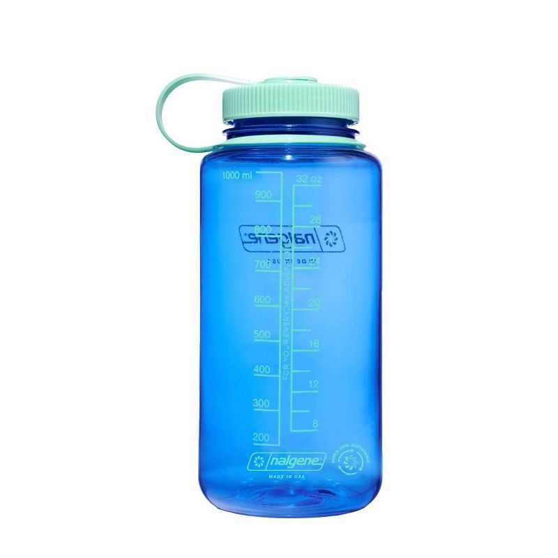 slide 2 of 3, Nalgene 32 fl oz Plastic Wide Mouth Water Bottle - Cornflower: Portable Drinkware, Plastic Lid, 32 fl oz