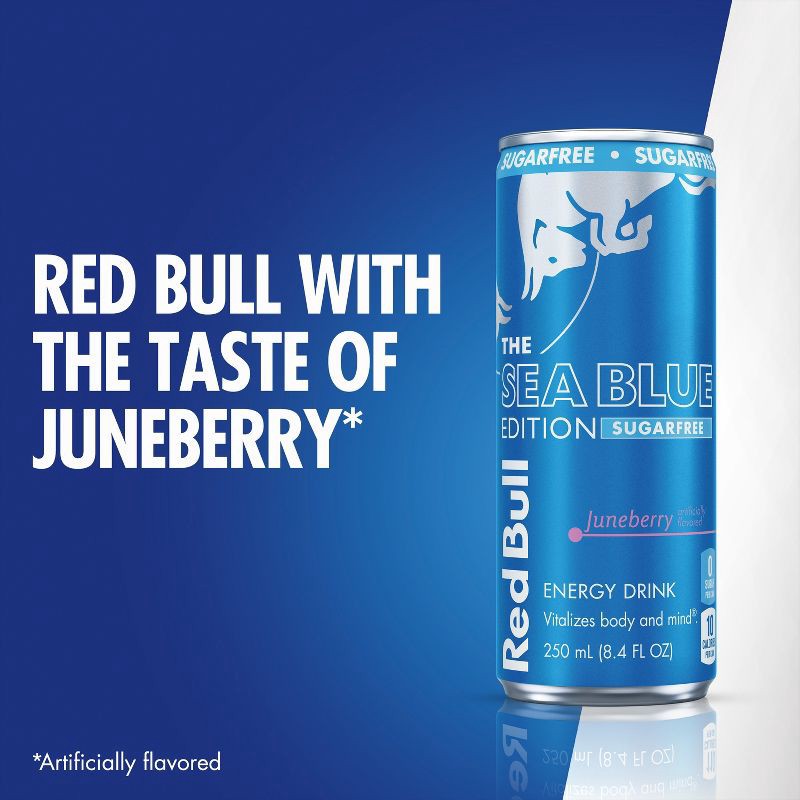 slide 8 of 8, Red Bull Sugarfree Sea Blue Edition Energy Drink - 4pk/8.4 fl oz Cans, 4 ct; 8.4 fl oz