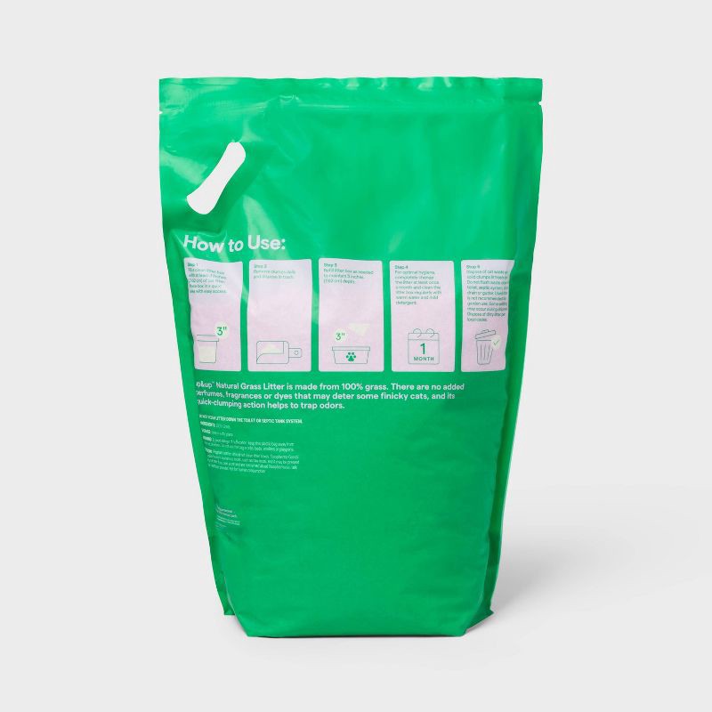 slide 3 of 3, Natural Grass Lightweight Clumping Low Dust Odor Control Unscented Cat Litter - 10lbs - up&up™, 10 lb