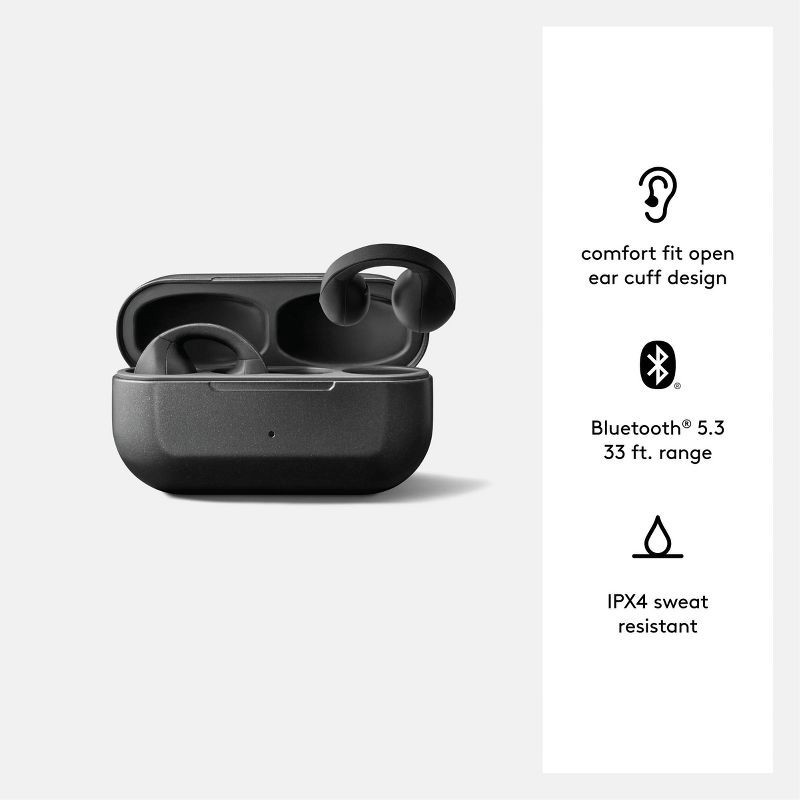 slide 5 of 5, Open-Ear Jewelry Earbuds - heyday™ Black: USB-C, Built-In Microphone, Sweat-Resistant, 1 ct