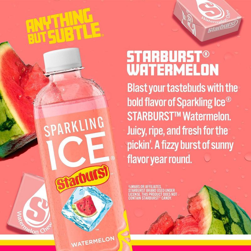 slide 2 of 6, Sparkling ICE Starburst Watermelon Sparkling Water - 17 fl oz, 17 fl oz