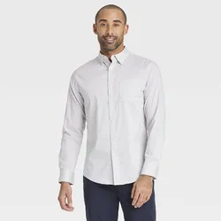 Men's Comfort Wear Long Sleeve Shirt - Goodfellow & Co™ Gray M: Cotton Blend, Front Pocket, Botanical Pattern