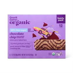 Organic 25% Less Sugar Chocolate Chip Whole Grain Baked Bars - 15.24oz - Good & Gather™