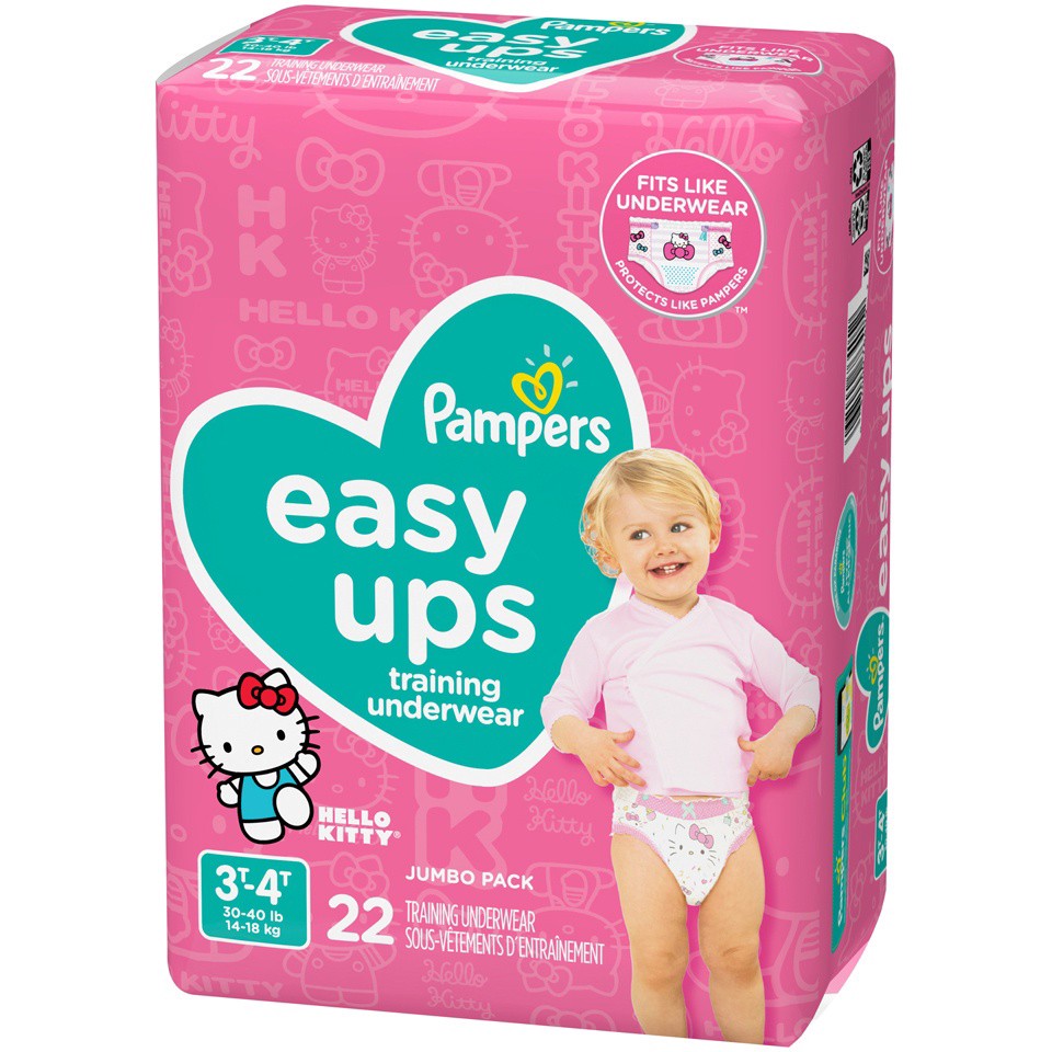 slide 3 of 3, Pampers Easy Ups Training Underwear, Girls' Size 5, 3T-4T, 22 ct