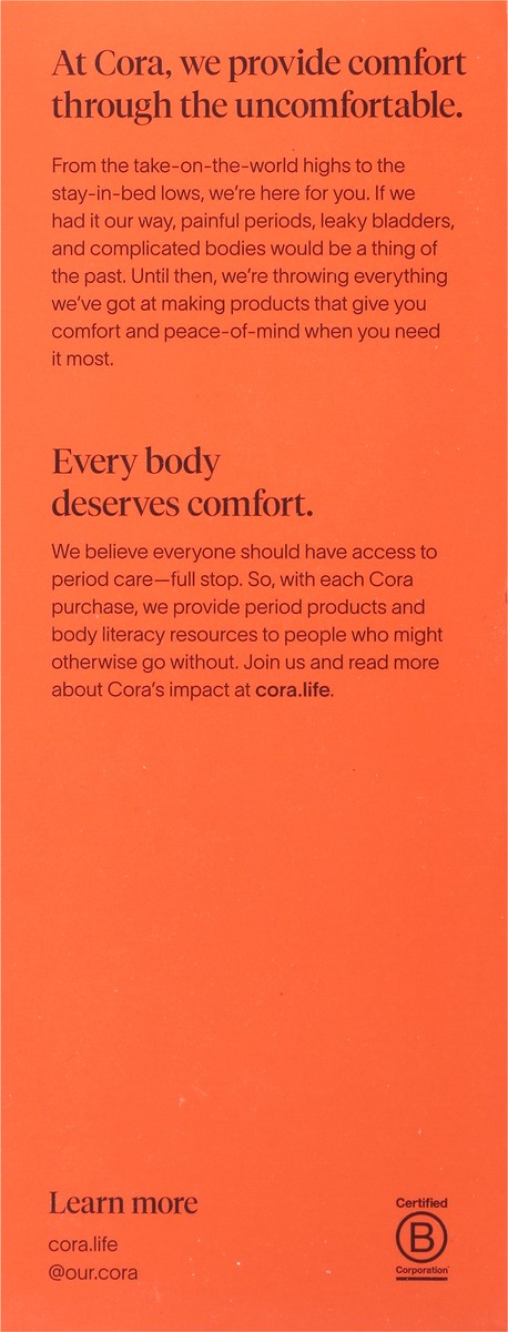 slide 9 of 9, Cora Extra Long The Peace-of-Mind Maxi Overnight Pads 20 ea, 20 ct