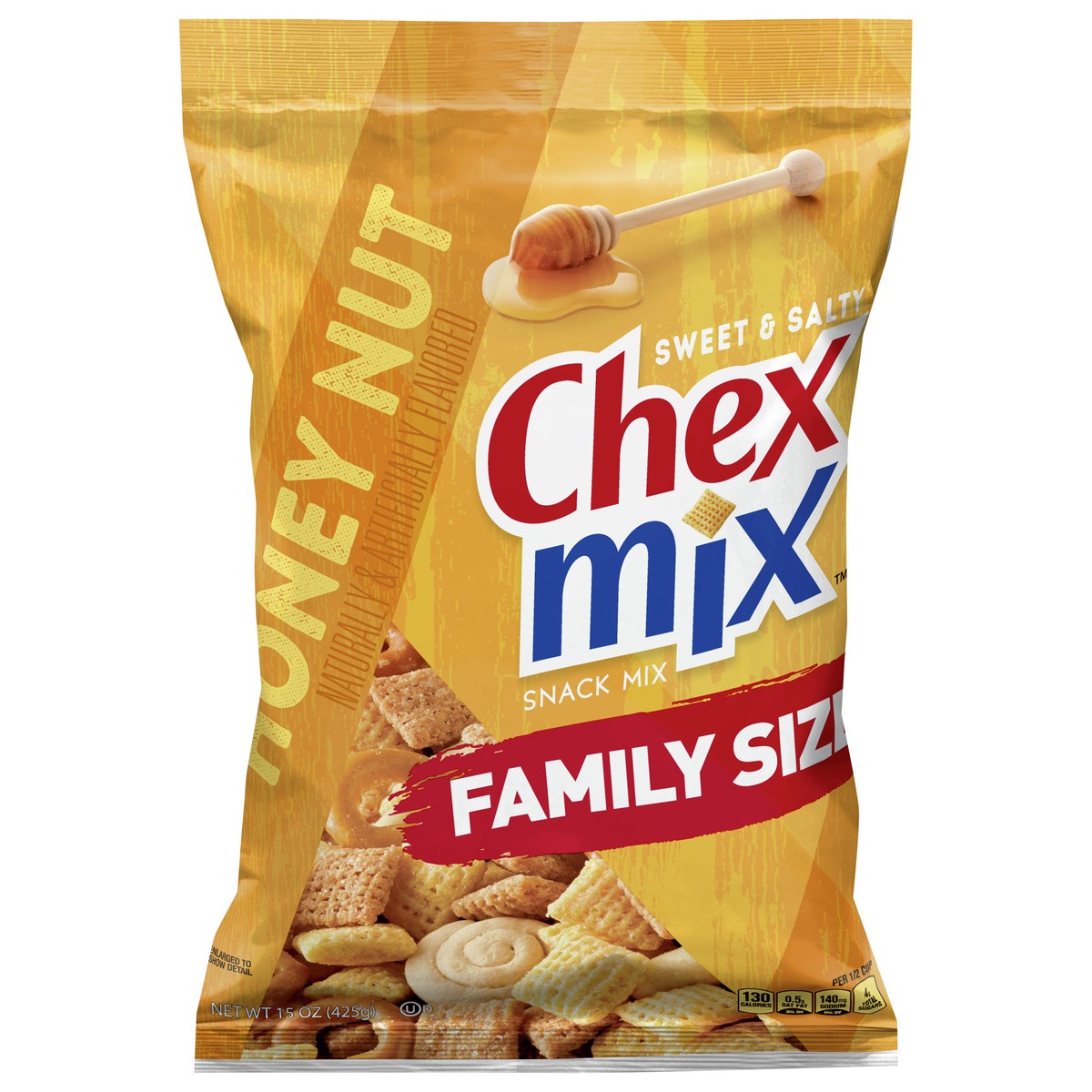 slide 1 of 13, Chex Mix Snack Party Mix, Honey Nut, Family Size Sweet Salty Pub Mix, 15 oz, 15 oz