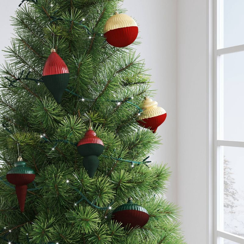 slide 2 of 3, 6ct Christmas Semi Flocking Semi Shiny Red/Green/Gold - Wondershop™, 6 ct