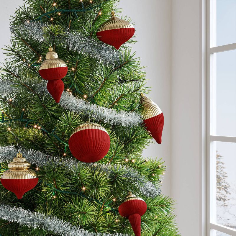 slide 2 of 4, 6ct Christmas Semi Flocking Semi Shiny Red/Gold - Wondershop™, 6 ct