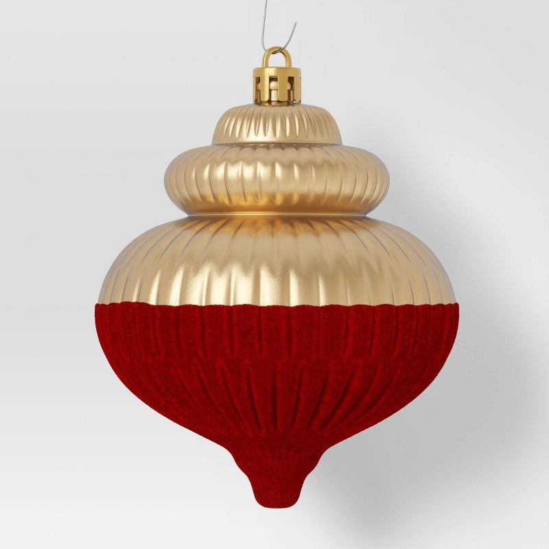 slide 4 of 4, 6ct Christmas Semi Flocking Semi Shiny Red/Gold - Wondershop™, 6 ct