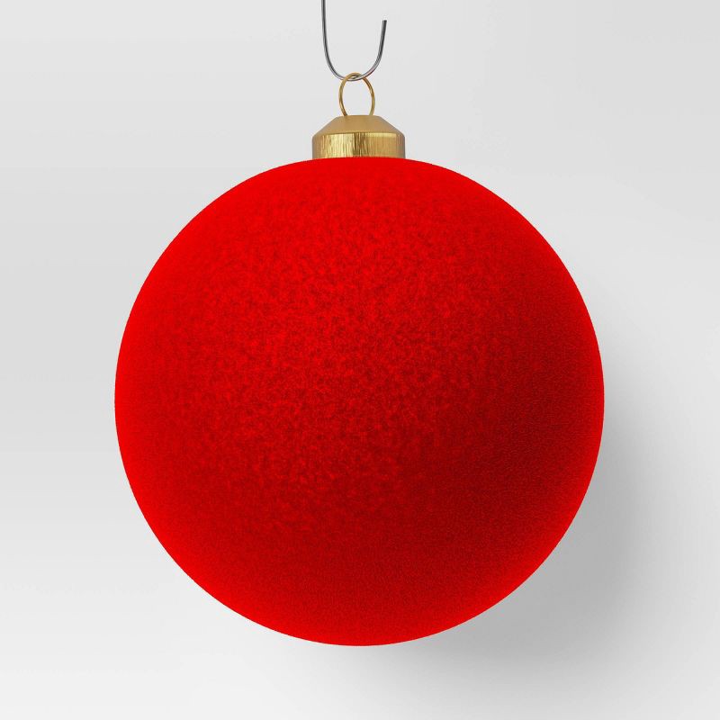 slide 4 of 4, 9ct 80mm Christmas Flocked Ball Ornament Set Red - Wondershop™, 9 ct