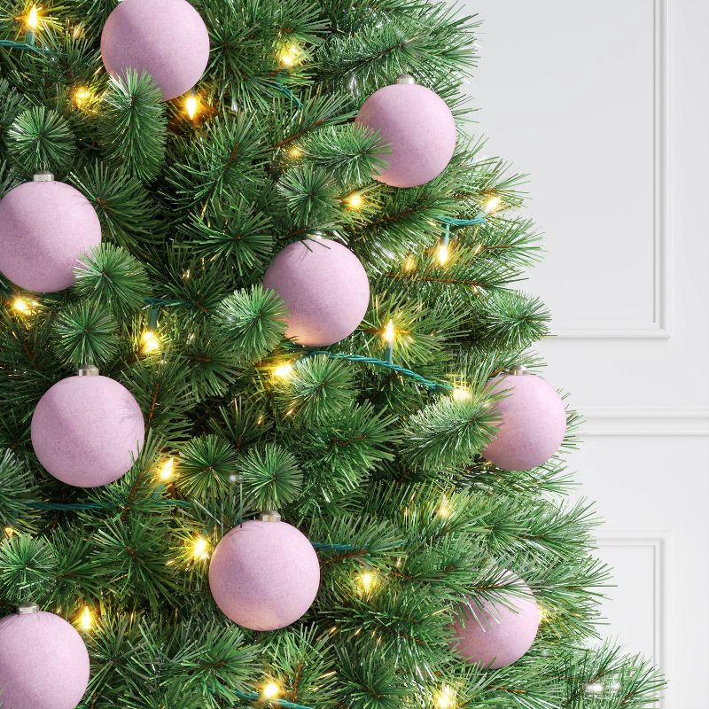 slide 2 of 4, 9ct 80mm Christmas Flocked Ball Ornament Set Lavendar - Wondershop™, 9 ct