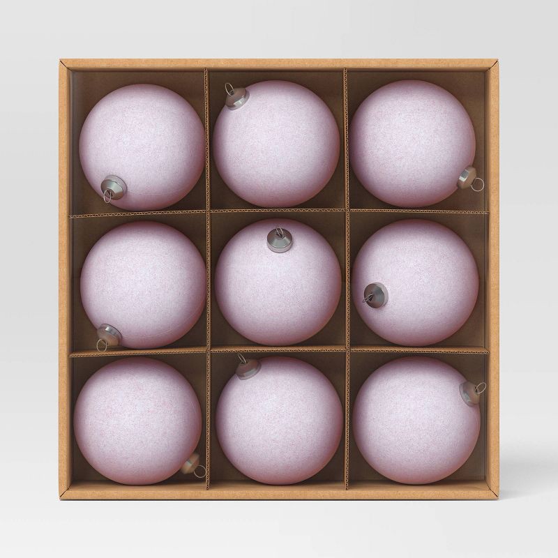 slide 3 of 4, 9ct 80mm Christmas Flocked Ball Ornament Set Lavendar - Wondershop™, 9 ct