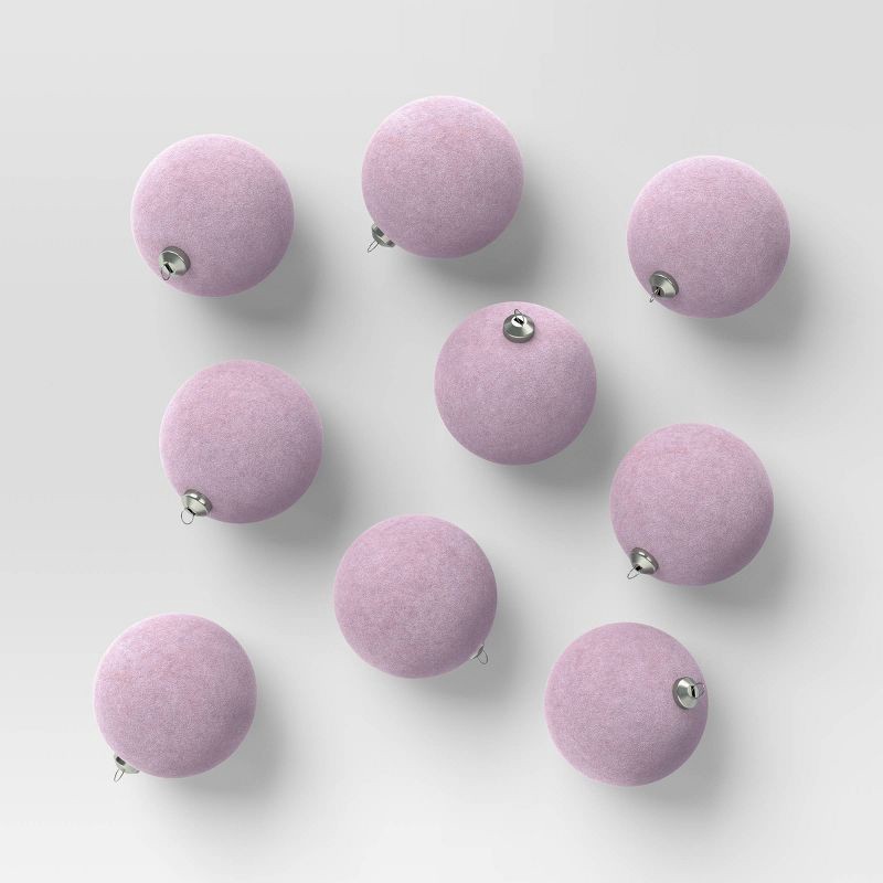 slide 1 of 4, 9ct 80mm Christmas Flocked Ball Ornament Set Lavendar - Wondershop™, 9 ct