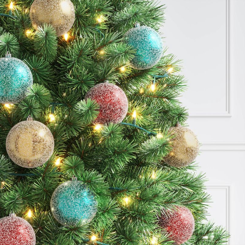 slide 2 of 4, 9ct 100mm Christmas Ornament Set Iced Green/Champagne/Red - Wondershop™, 9 ct