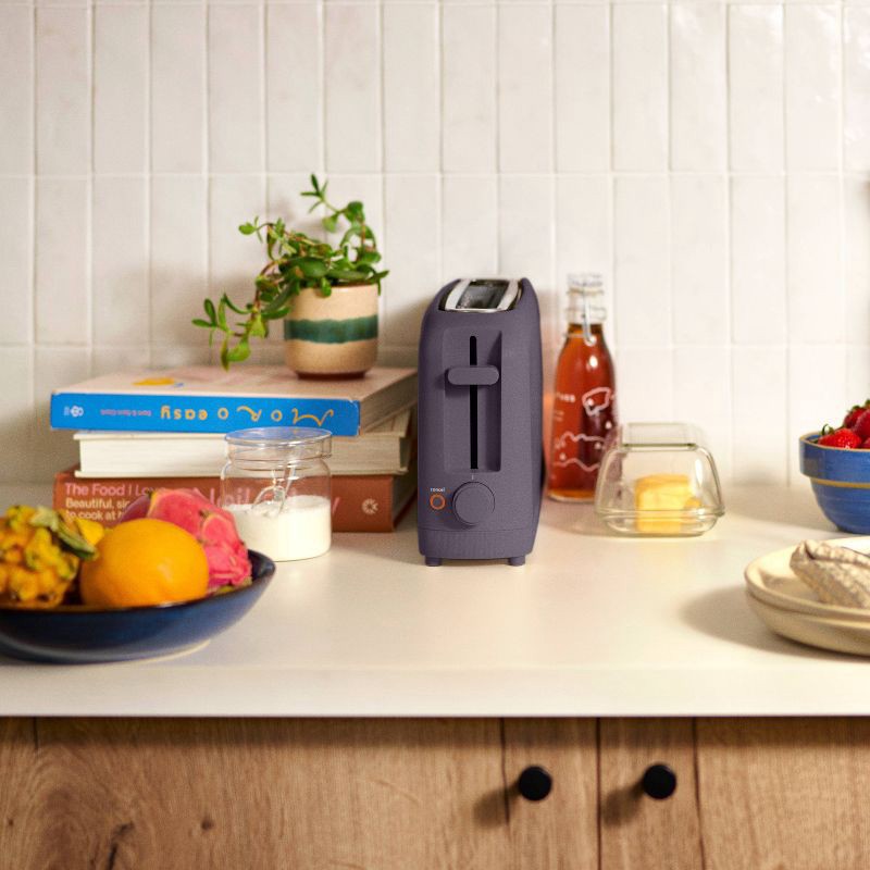 slide 2 of 9, bella Housewares bella 2-Slice Slim Toaster Plum: Metal, 900W, 2-Year Warranty, Spot Clean, 6.85" H, 3.58" D, 14.88" W, 1.98 lbs, 1.98 lb